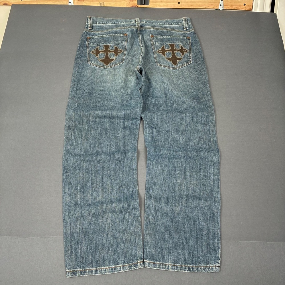 Y2K DKNY Medium Wash Baggy Denim Jeans Men's Size 34x30 Affliction Style